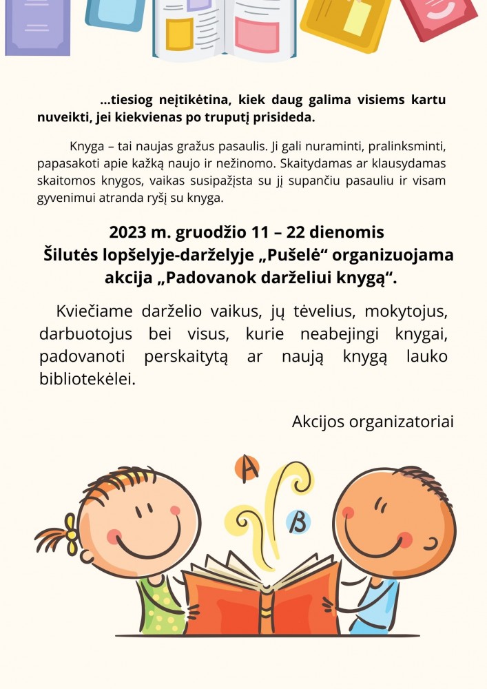 Akcija “Padovanok darželiui knygą”