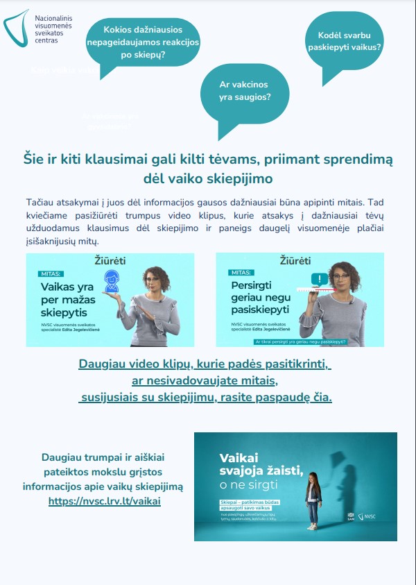 Šie ir kiti klausimai gali kilti tėvams, priimant sprendimą dėl vaiko skiepijimo